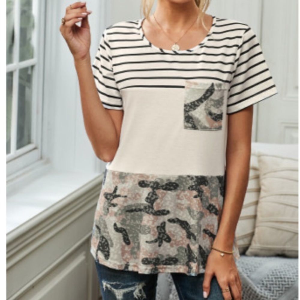 Camo Colorblock Pocket Tee - Picture 6 of 7